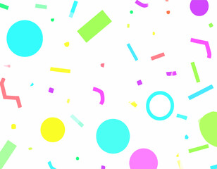 Colorful Geometric Shapes Falling Confetti Pattern.