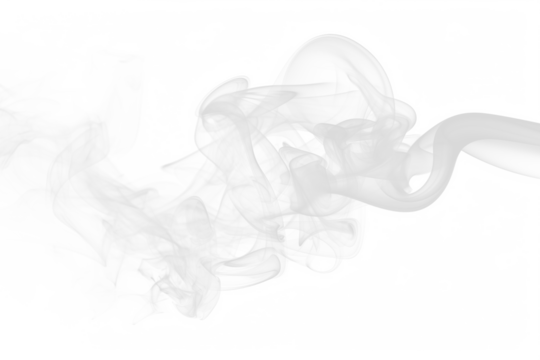 White swirling smoke shape effect transparent PNG cutout, isolated background