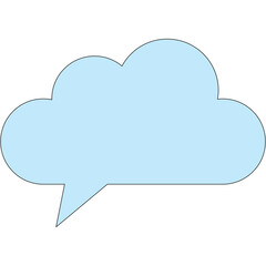 A Soft Light Blue Cloud Shaped Speech Bubble With A Dotted Outline On A Transparent Background Used For Communication And Ideas