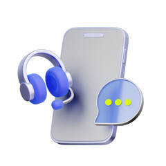 3D icon of a smartphone with a headset and chat bubble For priority customer support access, dedicated concierge services, 24/7 travel assistance hotline, and exclusive member support.