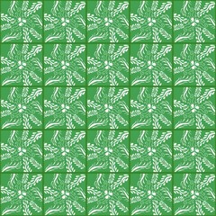 Botanical Harmony – Thai Leaf Flourish Pattern on Green Background