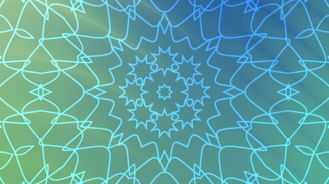 kaleidoscope overlay pattern in shades of blue and green hues. Perfect for vibrant designs, backgrounds, textiles, and packaging projects.