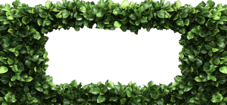 Rectangular frame made of green leafy plants for decorative purpose