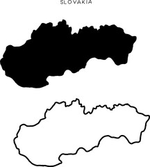 Black and white map silhouette of Slovakia showing its national outline. Simple minimalist vector design ideal for geography, education, and graphic projects.
