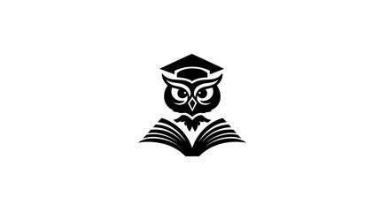 Wise owl wearing a graduation cap perched on an open book, symbolizing education, knowledge, and academic achievement.