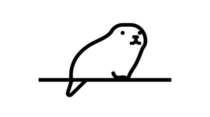 Cute minimalist seal line art vector illustration. Simple black outline drawing of an adorable marine animal on white background.