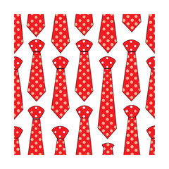 Seamless Pattern of Red Polka Dot Ties on White Background neckties