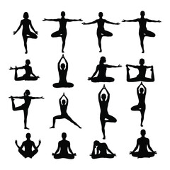 Yoga poses silhouettes