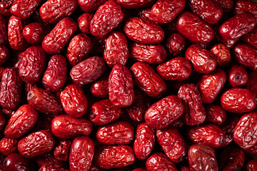 close up of jujube,dried red dates background.