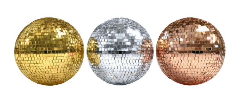 Three glittering easter eggs in gold silver and copper isolated on transparent background - Powered by Adobe