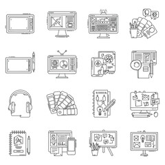 graphic design concepts design software on computers digital art tools sketchpads and color palettes for creative workflow for marketing