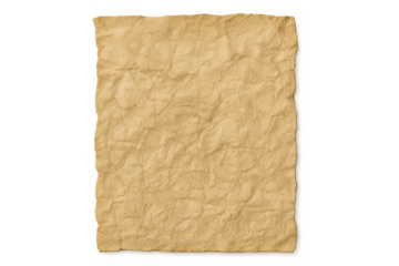 Crumpled aged paper texture for scroll, antique document background, vintage sheet with transparent background