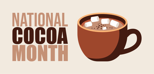 National Cocoa Month Hot Chocolate and Cocoa Illustration design templet