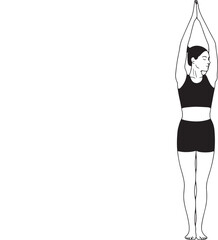 Single line art of a person doing yoga pose, minimal vector outline, balanced composition, white background,