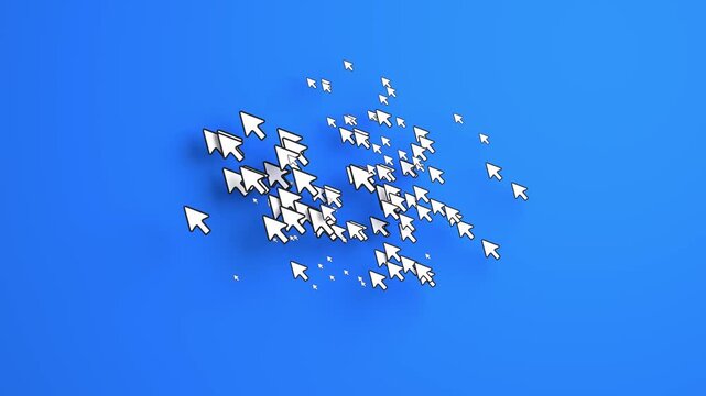 Digital Mouse Cursor Group flowing seamless loop 3D animation for conversion rate optimization visuals, high-traffic website metrics, and online voting systems