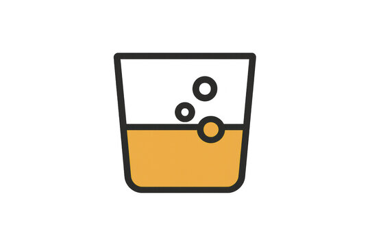 Glass of orange liquid with bubbles icon illustration, representing beverages, drinks, and refreshing options