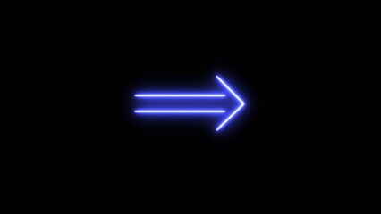 Neon arrow symbol icon illustration. Direction Arrow Symbol Pointing on black Screen background.