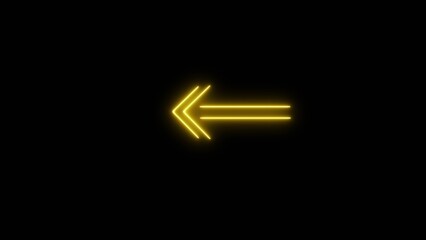 Neon left side directional arrow icon illustration. Direction Arrow Symbol Pointing on black Screen background.