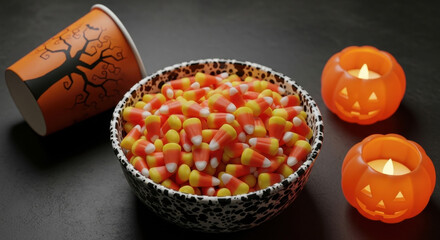 Candy Corn Celebration Autumn Fall Treat Sweet Confection Bowl Decorative Festive Delicious Sugar Holiday Celebration