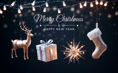 Gold Silver Hanging Ornaments with Text