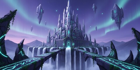 fantacy art - "Ethereal Floating Crystal Citadel in Twilight Sky – Stunning AI Fantasy Background