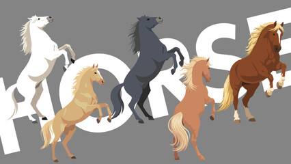 立ち上がるクールな馬たち