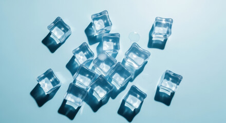 Clear Ice Cubes Freshness Refreshment Cold Drink Texture Transparency Water Frozen Coolness Geometric Shape Minimalist Background