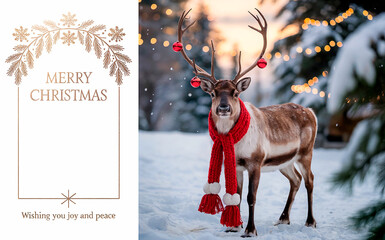 Reindeer with Scarf Christmas Card