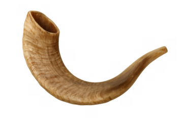 Shofar, a ram's horn, representing jewish tradition, faith, and spirituality, with a transparent background