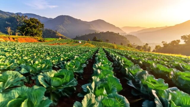 Cabbage Field at Sunrise.