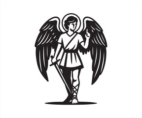 Fototapeta premium Archangel Warrior Silhouette Vector Illustration