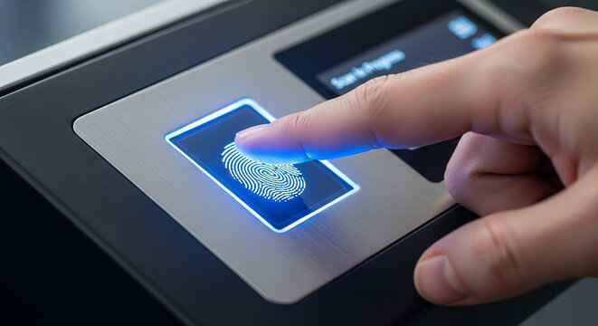 Hand scanning fingerprint for identity verification and digital security