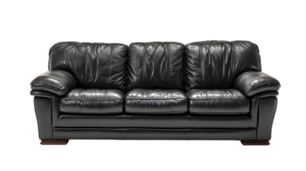 Luxurious black leather sofa for home decor