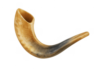 Shofar, a jewish ritual musical instrument, signifying holidays like rosh hashanah and yom kippur, on transparent background