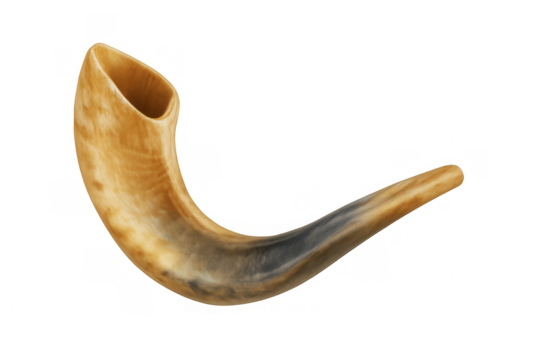 Shofar, a jewish ritual musical instrument, signifying holidays like rosh hashanah and yom kippur, on transparent background