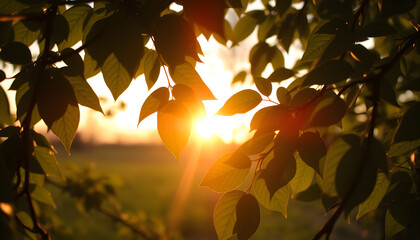 green  leaves  at sunrise spring nature wallpaper background. White tone