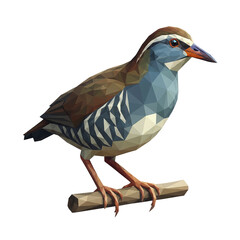 Obraz premium Low poly rail bird perched on branch