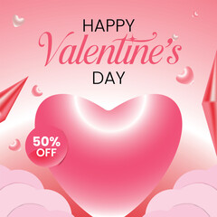 Valentine's day concept vector illustration social media post, poster. Cute love sale banners or greeting cards