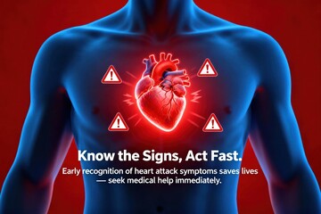 Recognizing Heart Attack Signs Anatomical Illustration for Medical Awareness Campaign