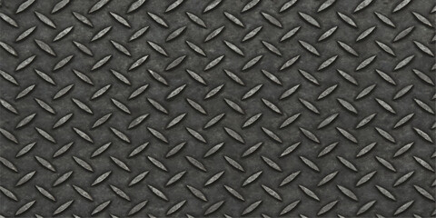 Seamless gray diamond plate metal texture background for industrial floor pattern
