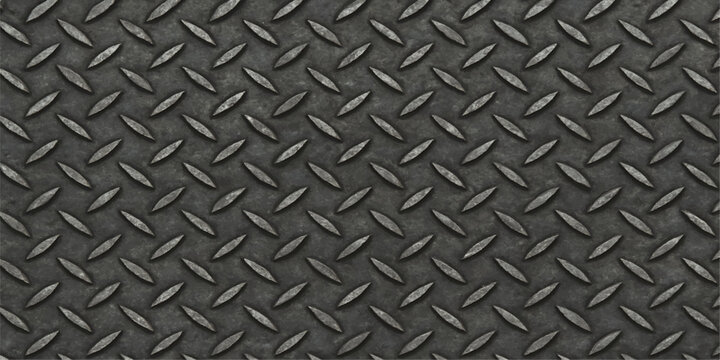 Seamless gray diamond plate metal texture background for industrial floor pattern