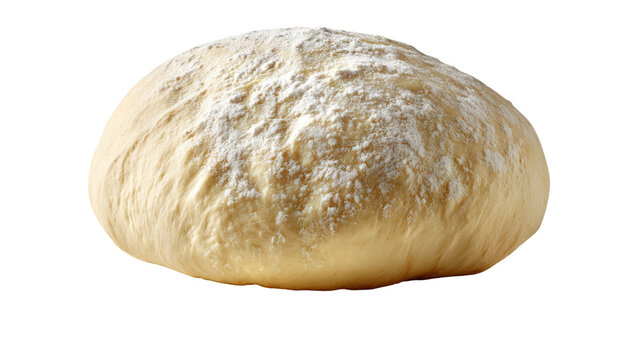 Fresh round dough ball ready for baking with smooth texture and soft consistency isolated on white background
