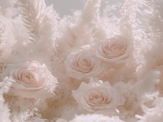 Elegant Roses and Pampas Grass Arrangement for Wedding and Celebration Background