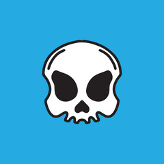 monster skull head icon in line art style