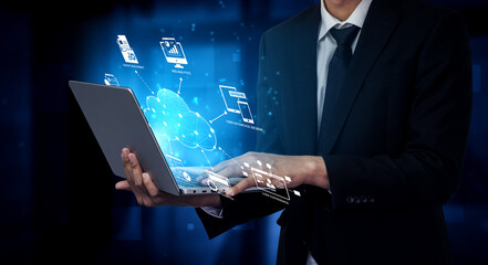 Cloud computing, cloud strategy, and cloud technology transforming digital infrastructure with scalable services, secure data storage, and cloud-based digital business solutions. Spline