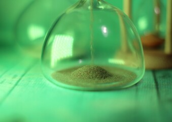 hourglass sand glass symbol of passing time concept photo