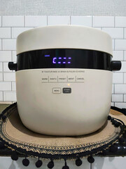 Modern Minimalist Electric Rice Cooker Appliance with Digital Display for Kitchen Counter