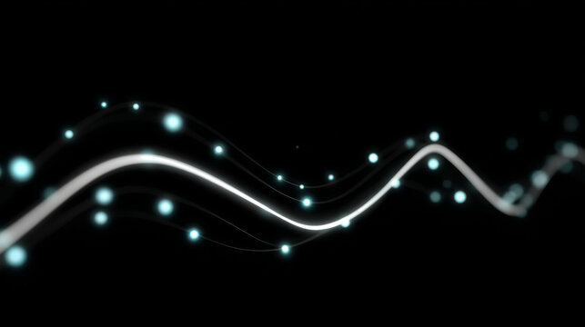 Digital Light Trails with Blue and White Nodes on a Black Background