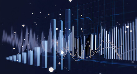 Abstract data analysis graph with business charts and financial information