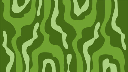 A Seamless Abstract Pattern Featuring Flowing, Organic Swirls and Curves in a Three-Tone Monochromatic Palette of Dark, Medium, and Light Shades of Green, Resembling Camouflage